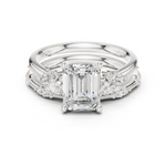 Gold Ring DDLR-299, Emerald center stone, White Gold
