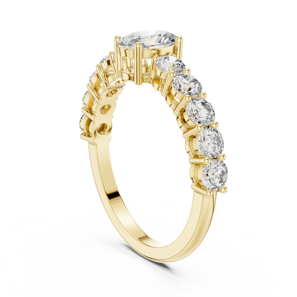 14K Solid Gold Lab Diamond Solitaire Ring, Yellow Gold, view 1