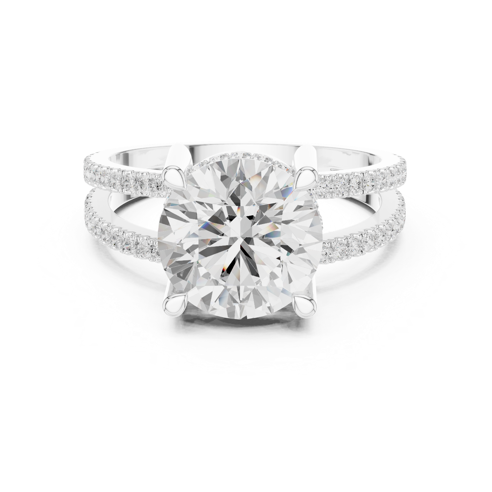 Gold Jewelry L36-13, Round center stone, White Gold, view 4