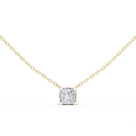 14K Solid Gold Lab Diamond Solitaire Pendant Necklace, Yellow Gold