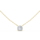 14K Solid Gold Lab Diamond Solitaire Pendant Necklace, Yellow Gold