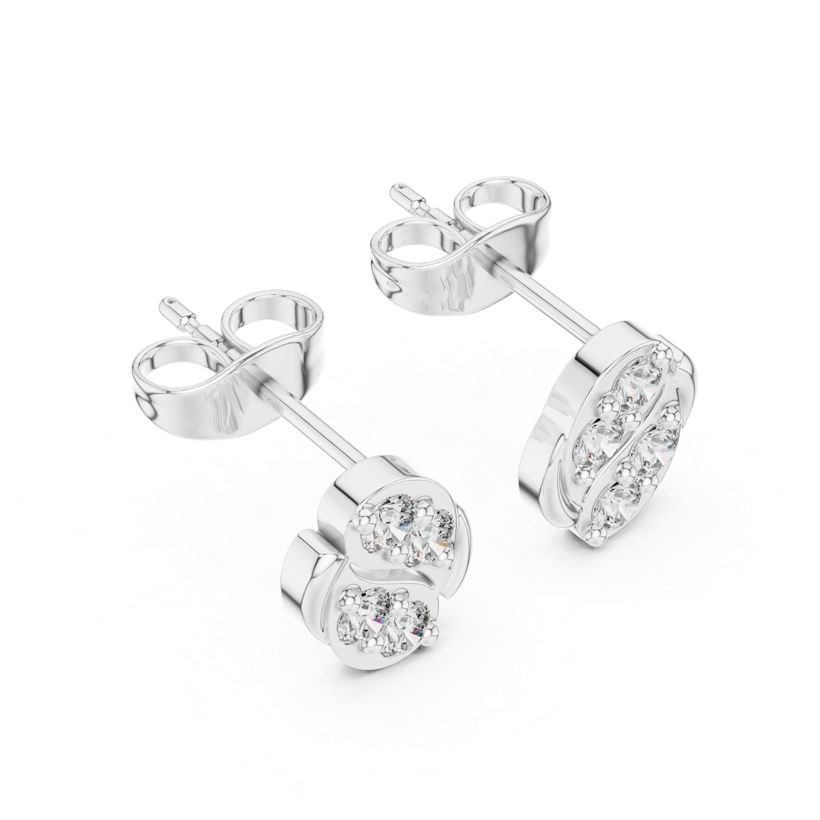 Gold Earrings 9-10022E, White Gold, view 2