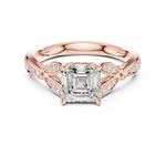 Gold Ring DDLR-257, Asscher center stone, Rose Gold, view 4
