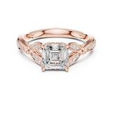 Gold Ring DDLR-257, Asscher center stone, Rose Gold, view 4