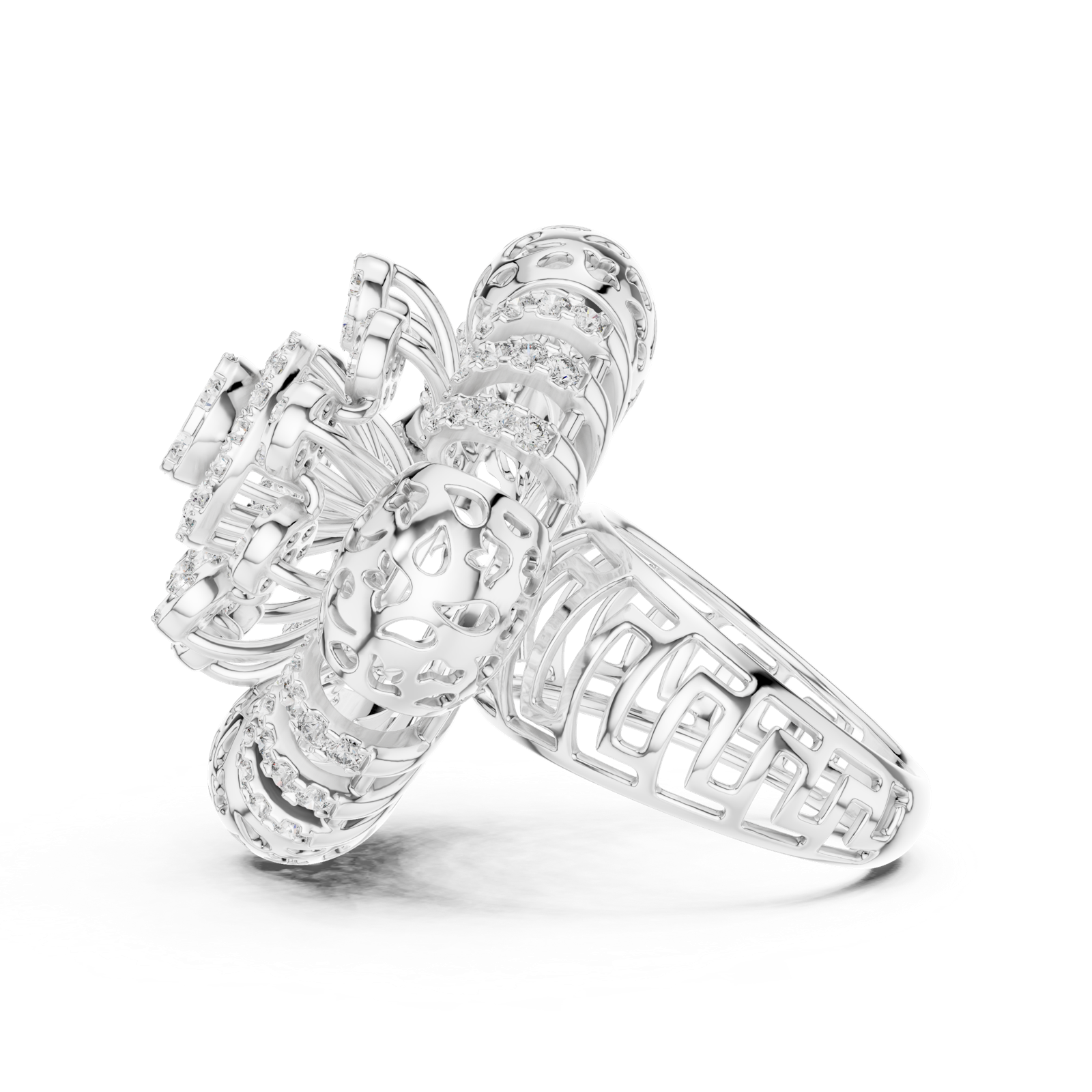 Gold Ring L03-1280, White Gold, view 3