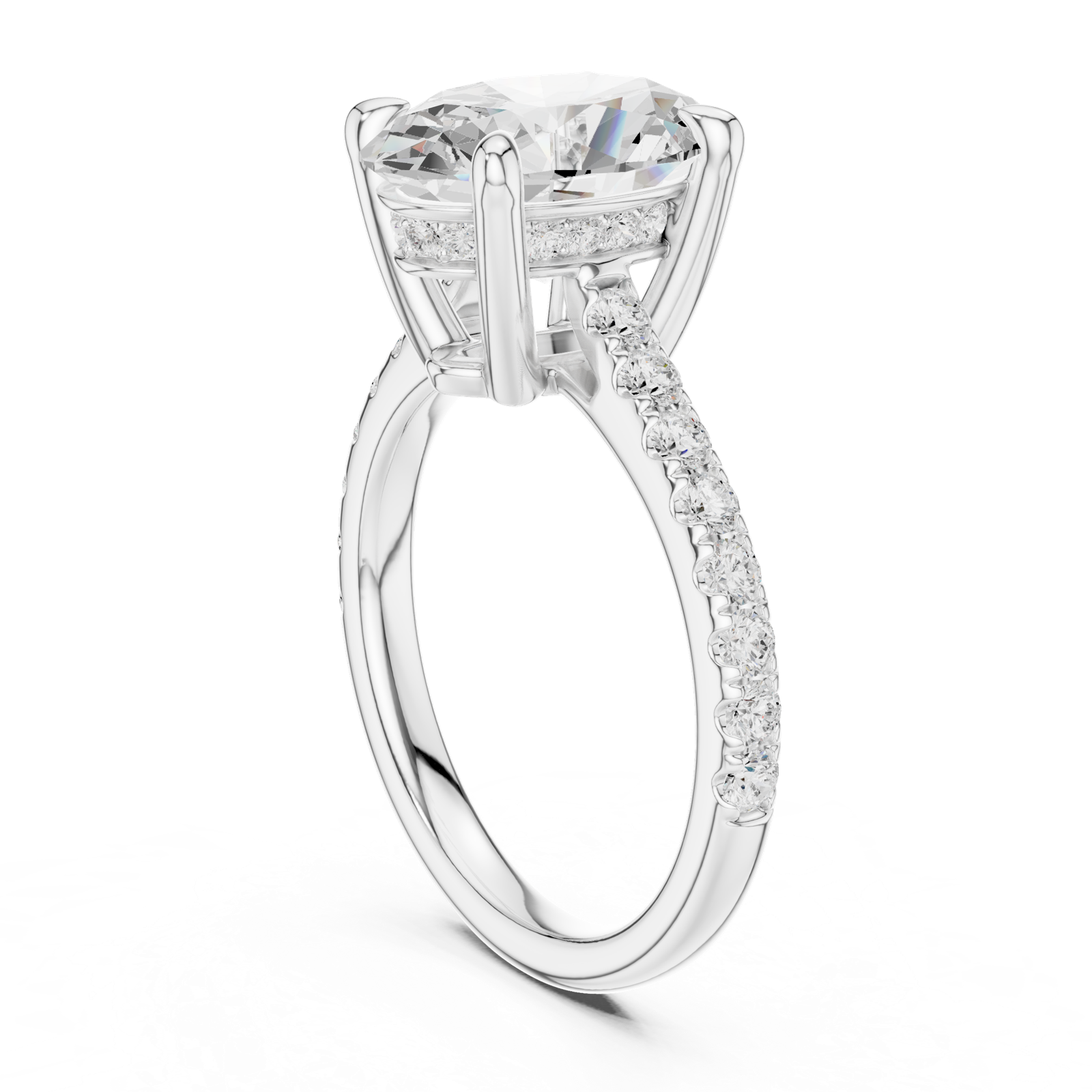 Gold Ring DDLR-250, Oval center stone, White Gold, view 1
