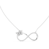 14K Solid Gold Lab Diamond Infinity Pendant Necklace, White Gold, view 1