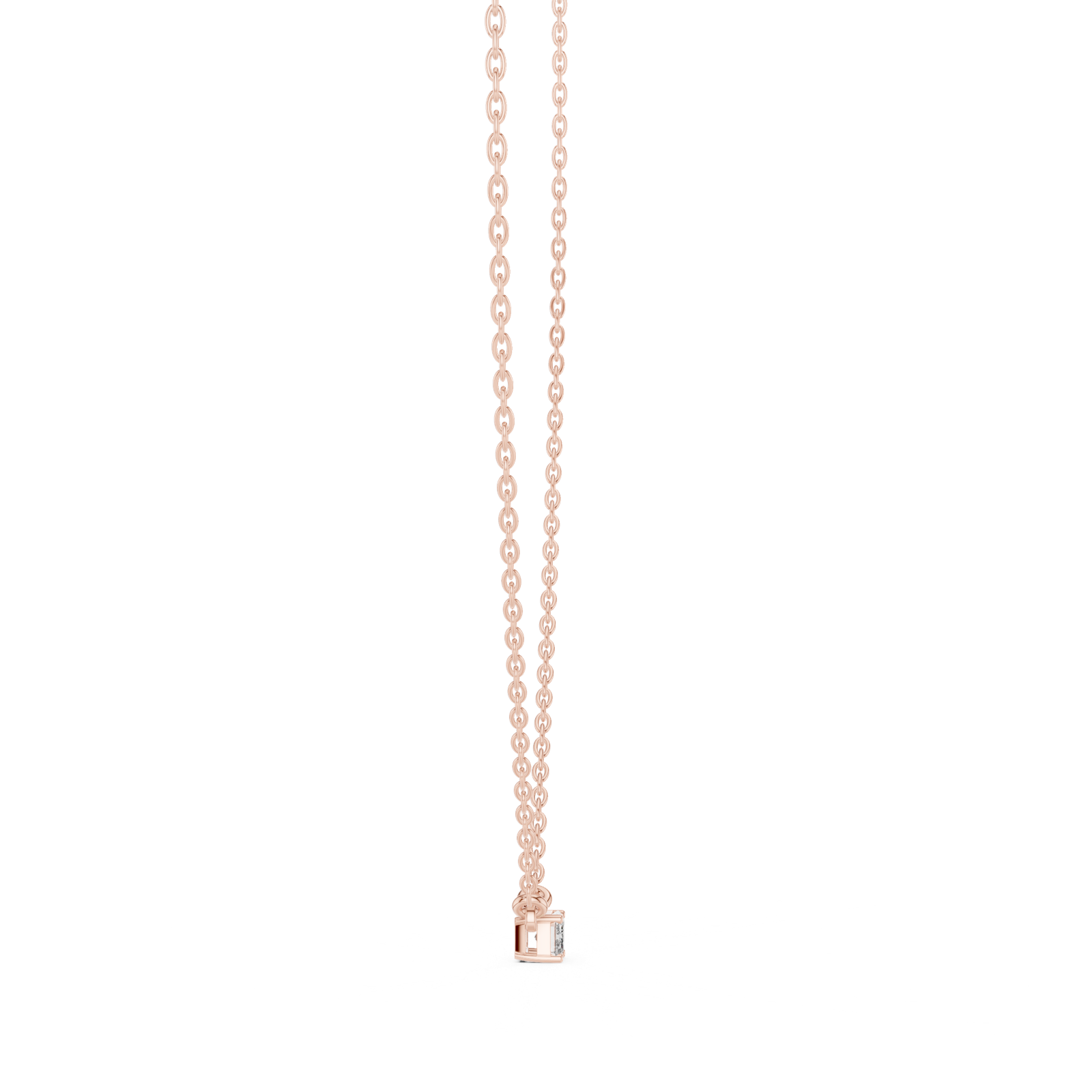 14K Solid Gold Lab Diamond Solitaire Pendant Necklace, Rose Gold, view 3