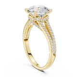 Gold Ring DDLR-252, Round center stone, Yellow Gold, view 1