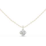 14K Solid Gold Lab Diamond Solitaire Pendant Necklace, White Gold