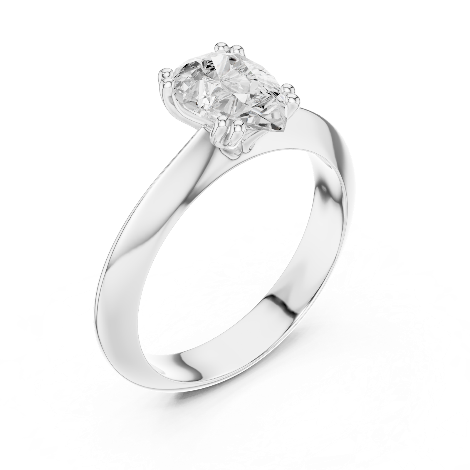 Gold Jewelry L36-8, Pear center stone, White Gold, view 2