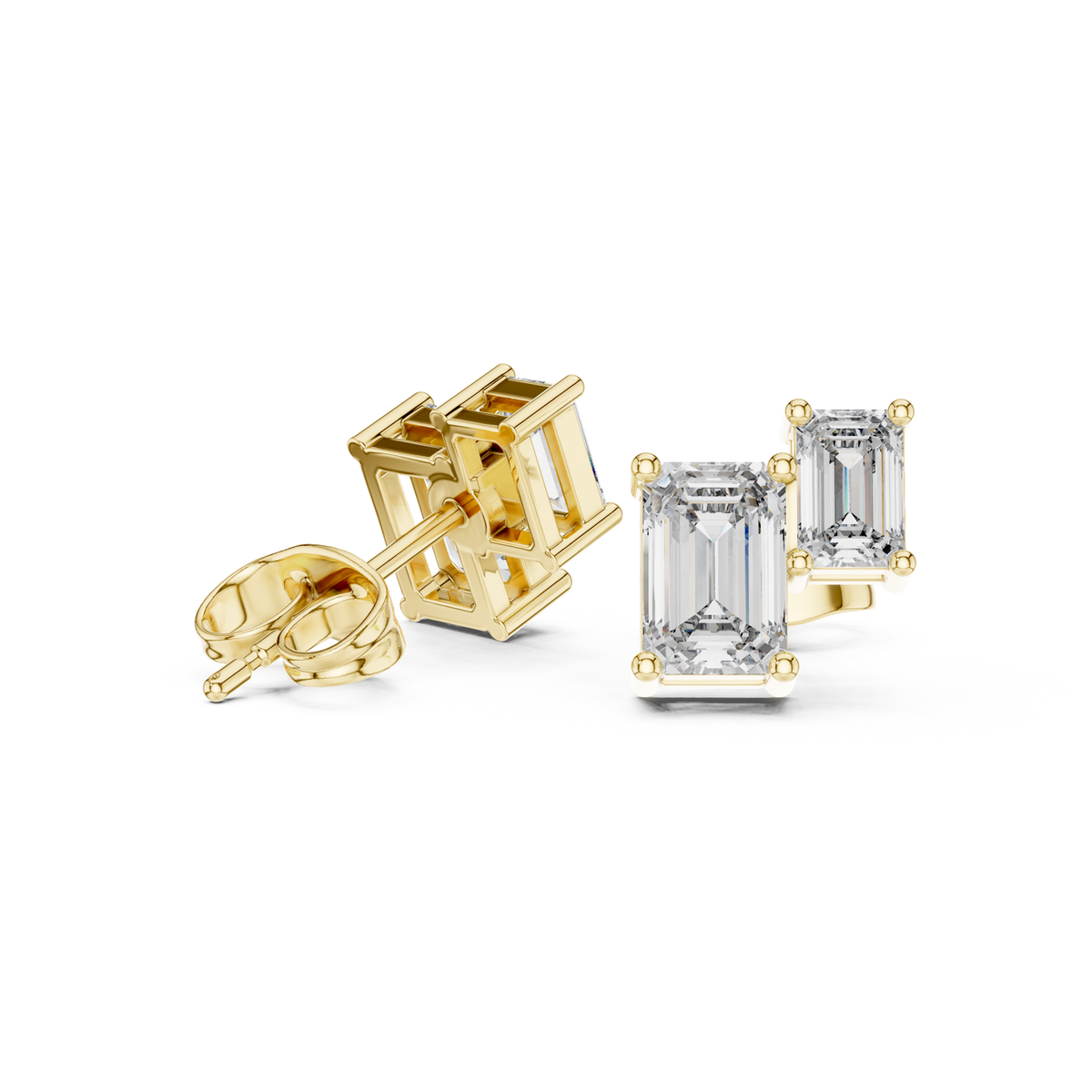14K Solid Gold Lab Diamond Cluster Earrings, Yellow Gold, view 1