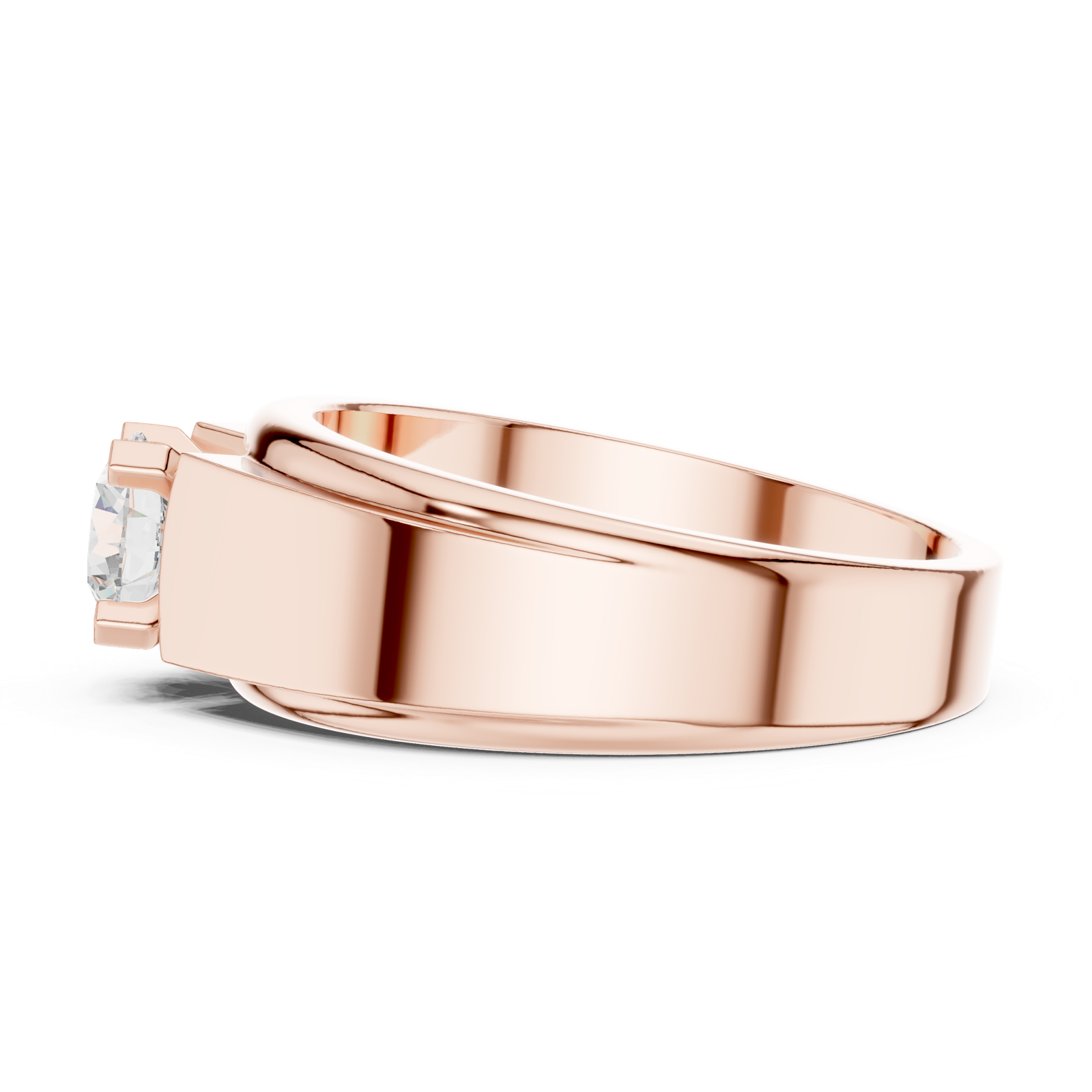 14K Solid Gold Lab Diamond Solitaire Ring, Rose Gold, view 3
