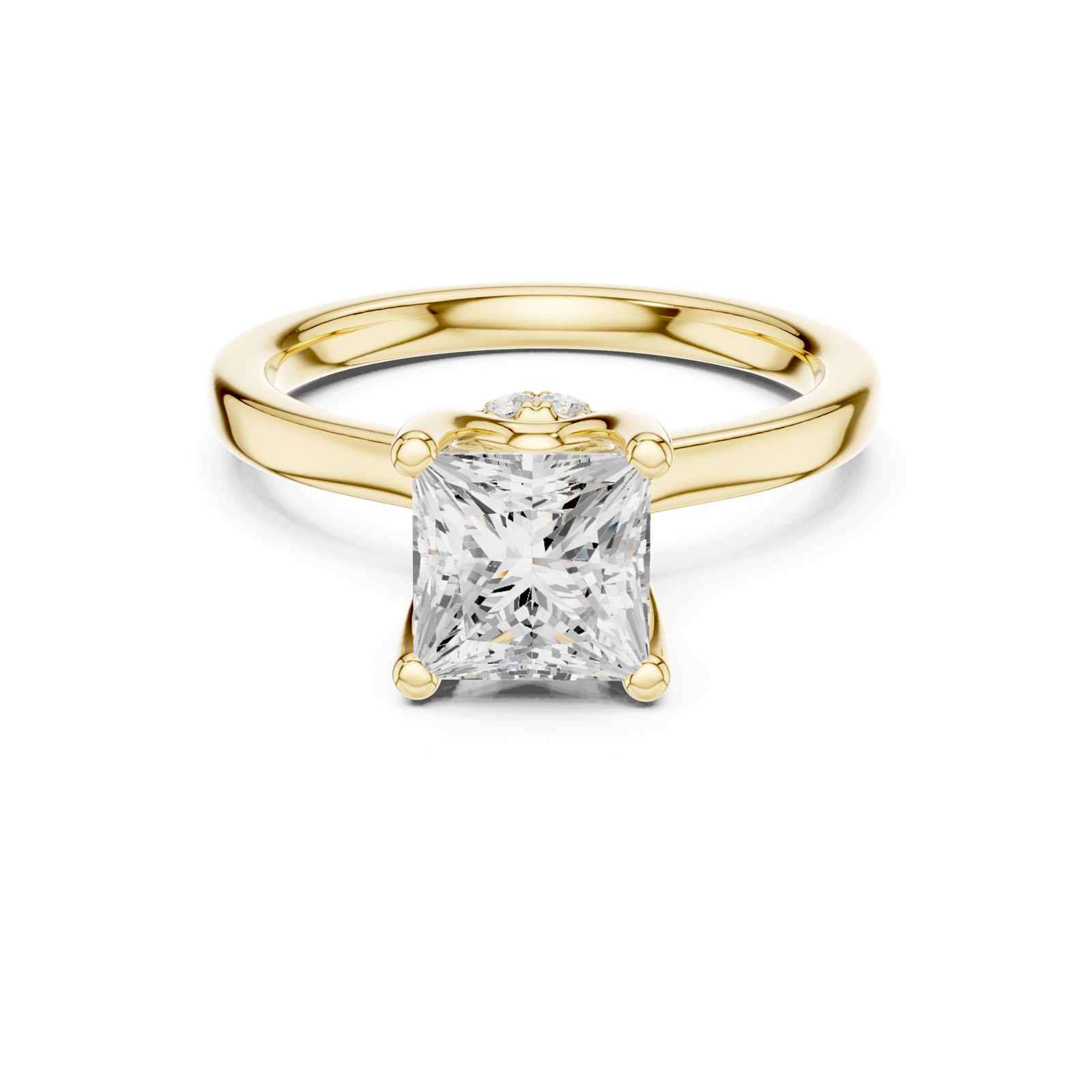 Gold Ring DDLR-176, Princess center stone, Yellow Gold, view 4