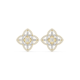 14K Solid Gold Lab Diamond Clover Cluster Earrings, Yellow Gold