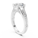 Gold Ring DDLR-253, Oval center stone, White Gold, view 1