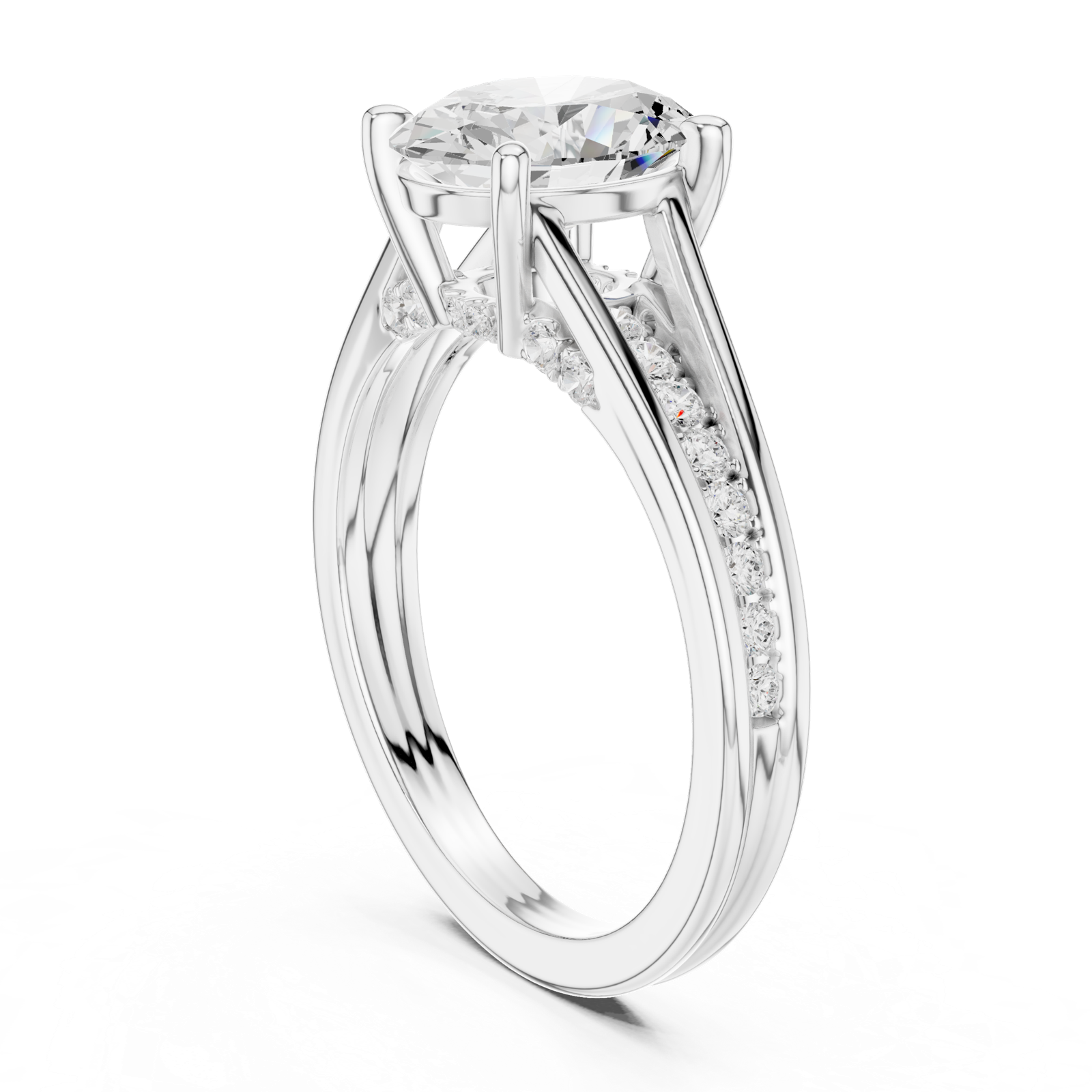 Gold Ring DDLR-253, Oval center stone, White Gold, view 1