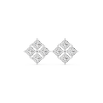 14K Solid Gold Lab Diamond Cluster Earrings, White Gold