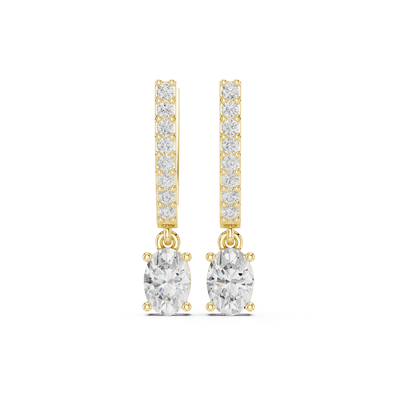 14K Solid Gold Lab Diamond Huggie Earrings, Yellow Gold