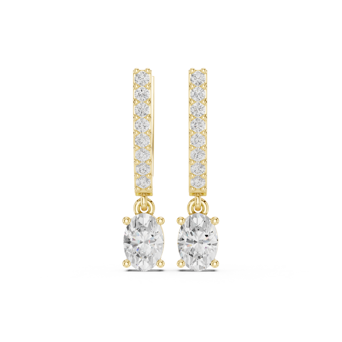 14K Solid Gold Lab Diamond Huggie Earrings, Yellow Gold