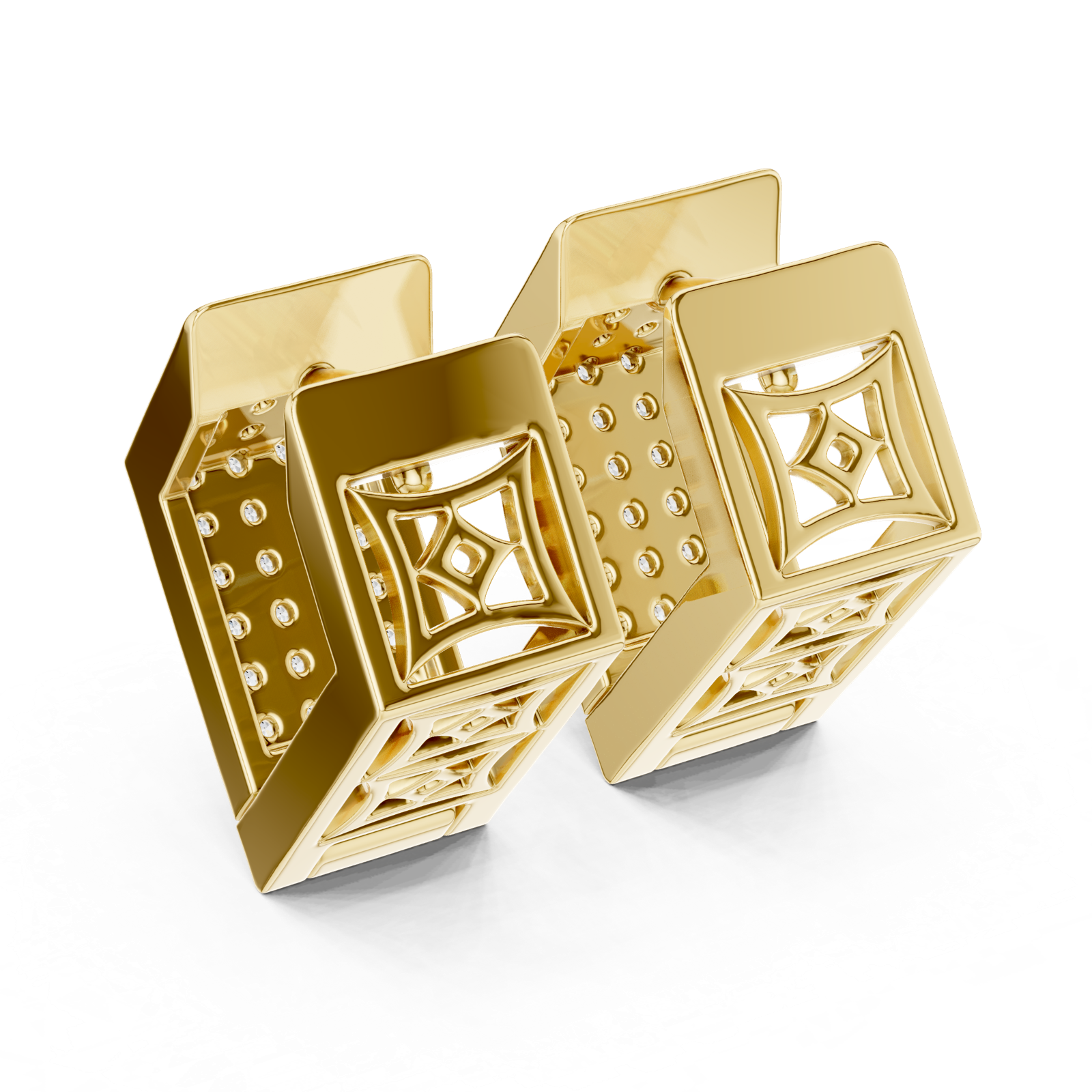 Gold Earrings L03-5, Yellow Gold, view 3