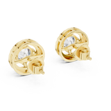 14K Solid Gold Lab Diamond Halo Earrings, Yellow Gold, view 3