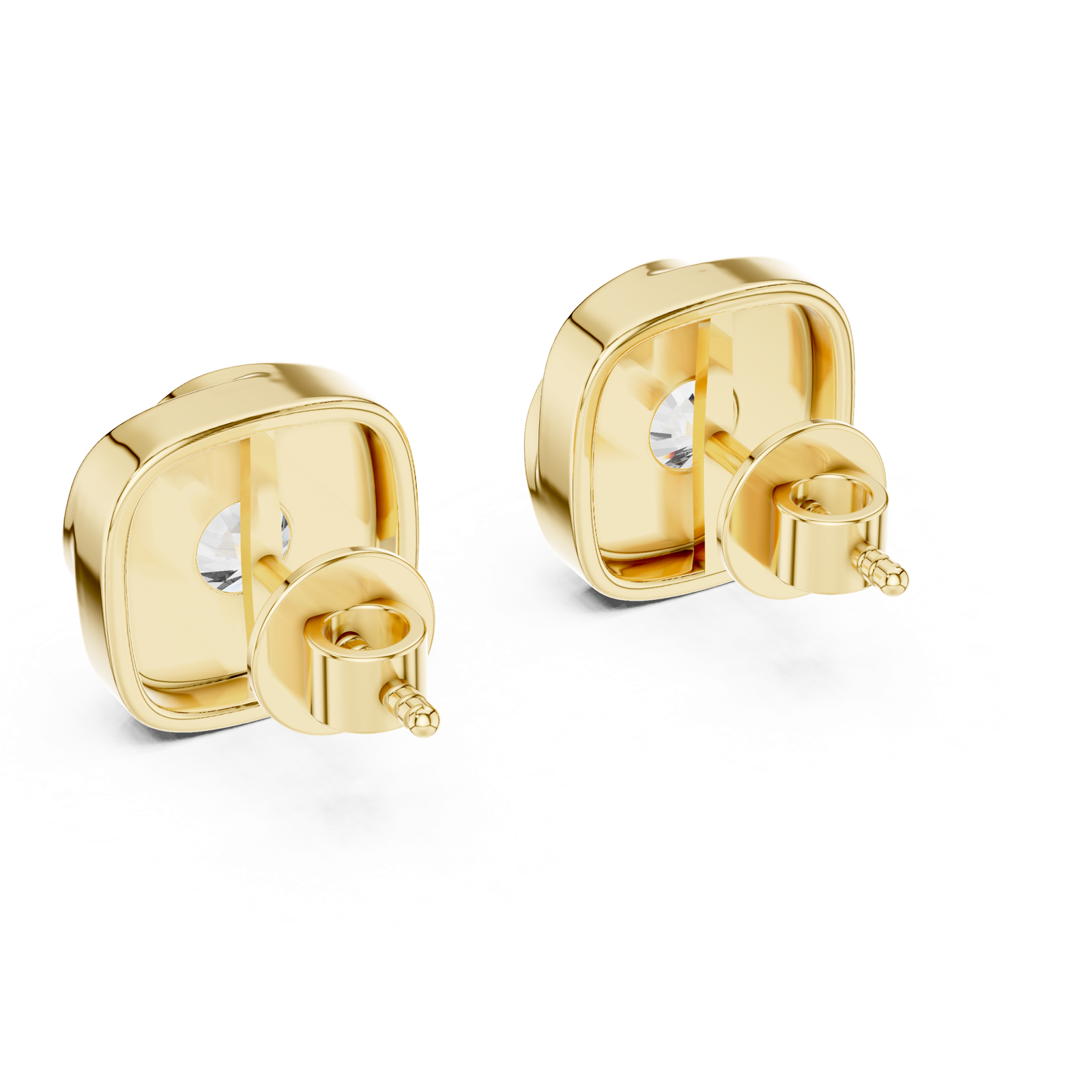 14K Solid Gold Lab Diamond Stud Earrings, Yellow Gold, view 3