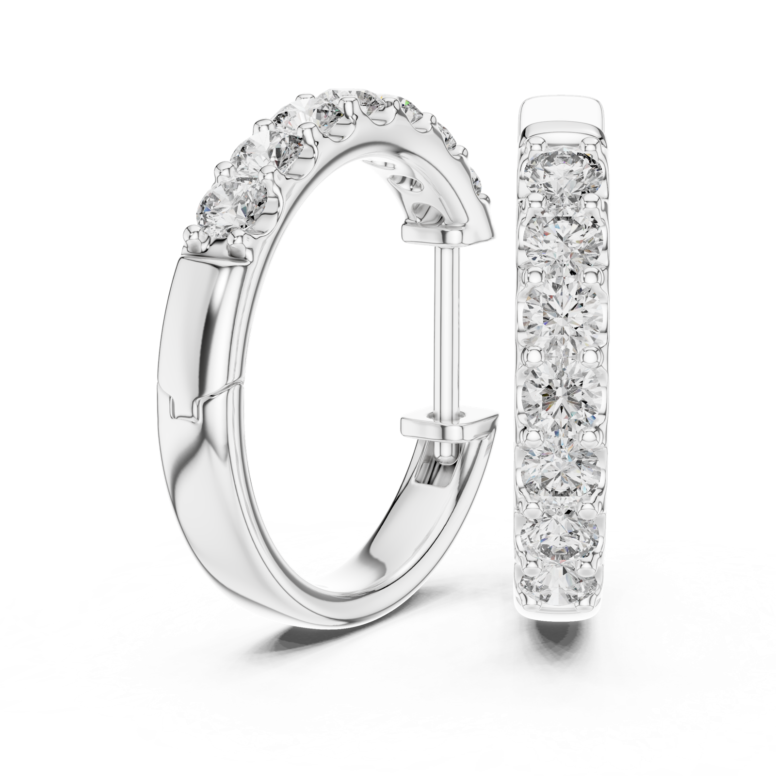 Gold Earrings L02-30, White Gold, view 1