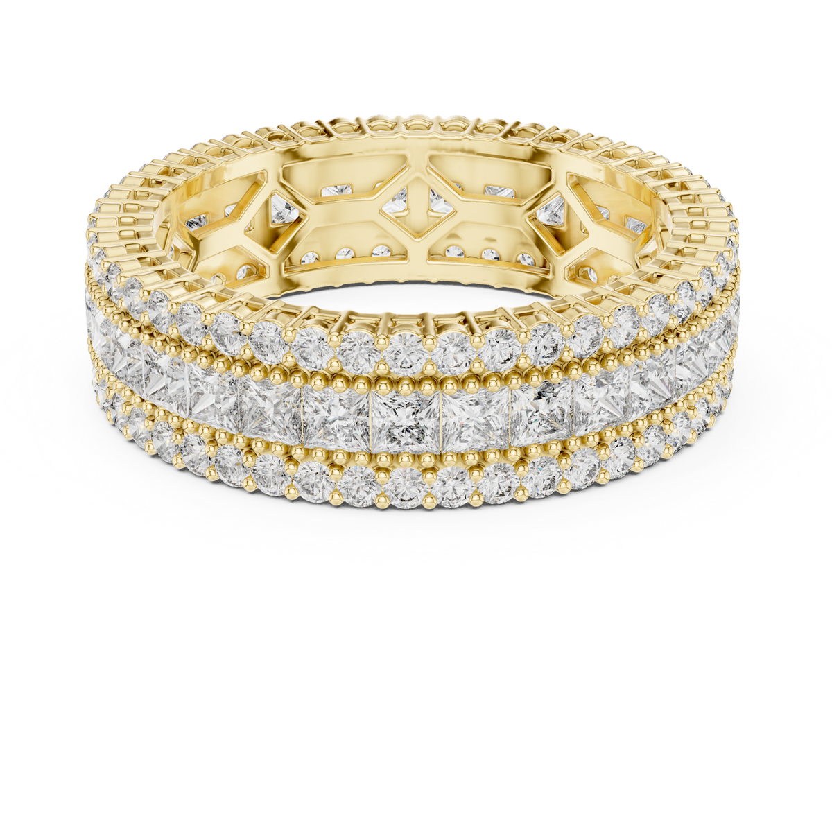 14K Solid Gold Lab Diamond Eternity Ring, Yellow Gold
