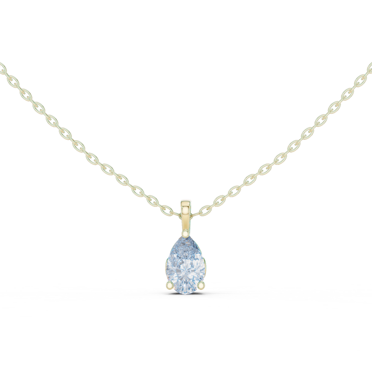 14K Solid Gold Lab Diamond Solitaire Pendant Necklace, Yellow Gold