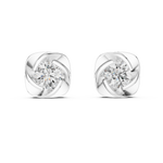 14K Solid Gold Lab Diamond Stud Earrings, White Gold, view 4