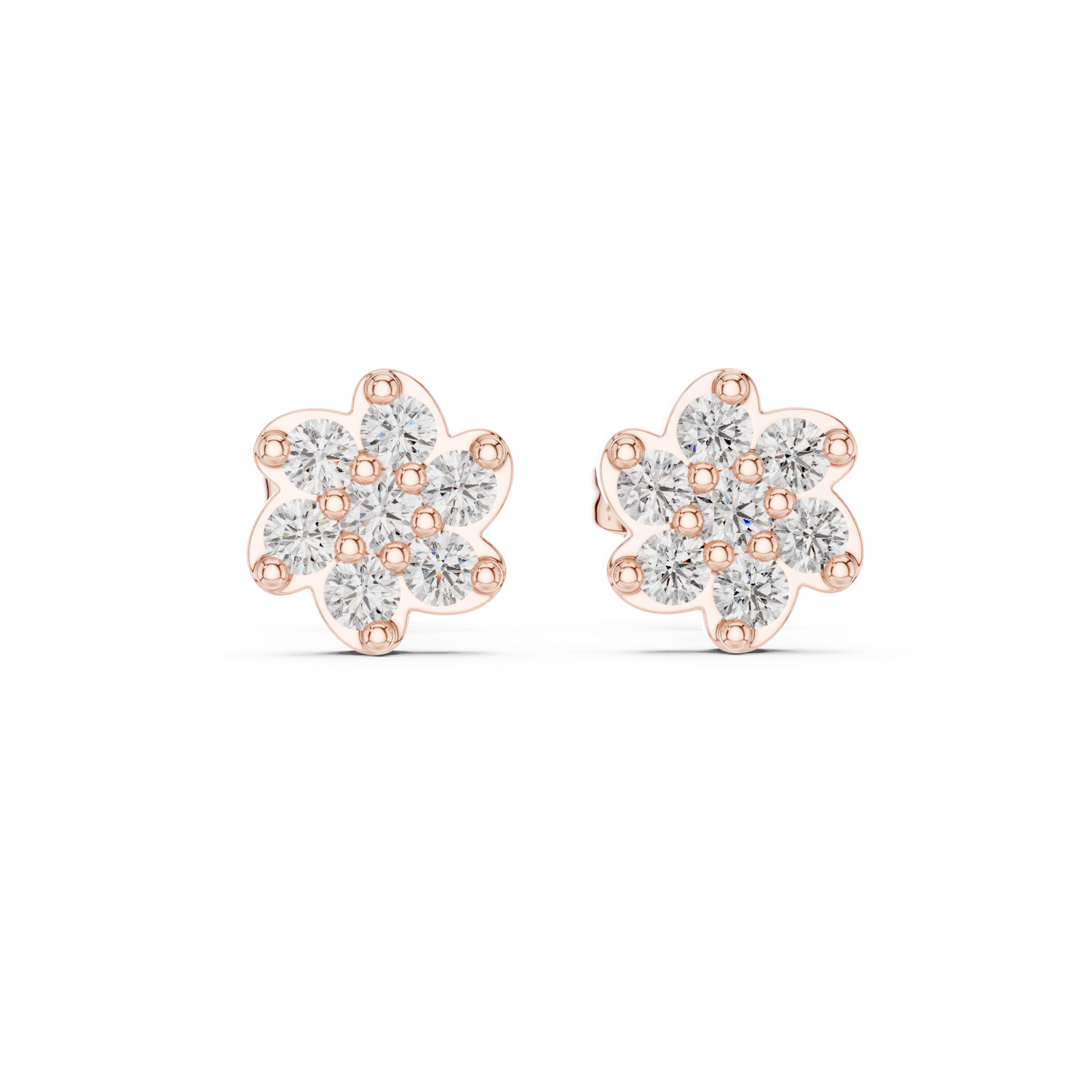 Gold Earrings 9-10034E, Rose Gold, view 4