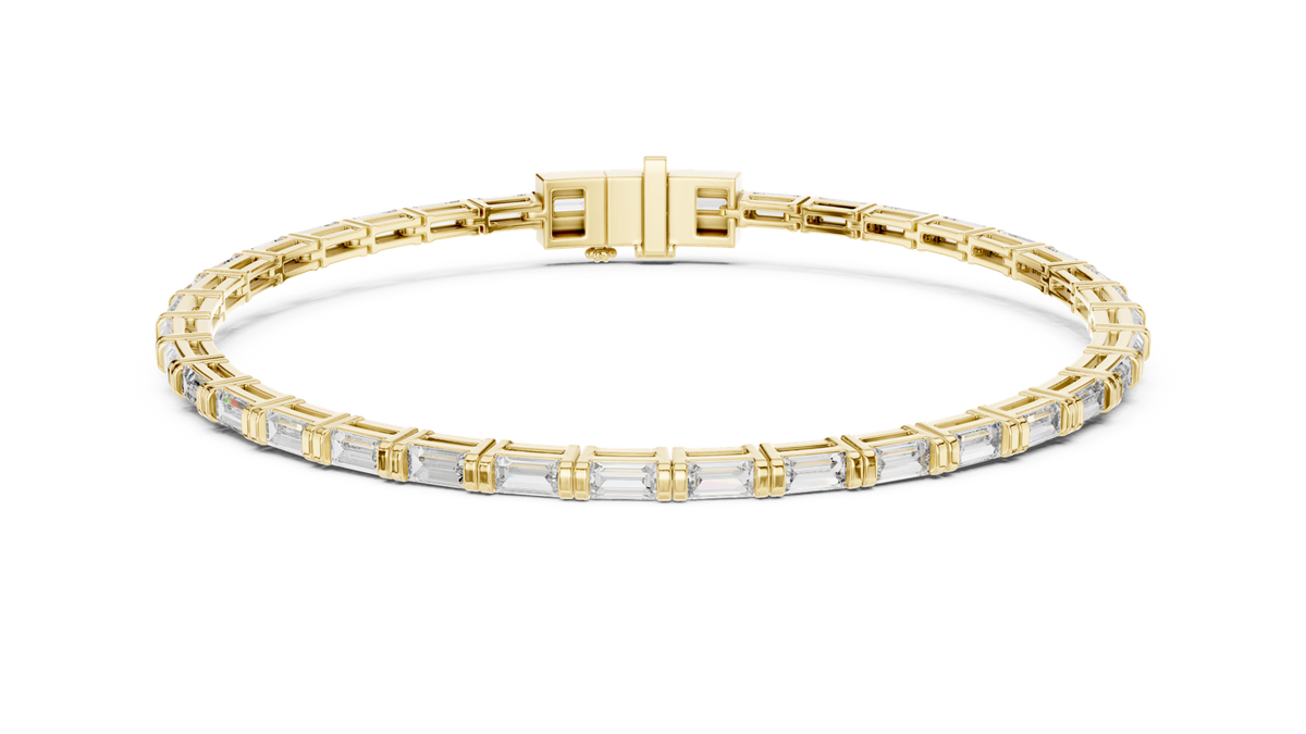 14K Solid Gold Lab Diamond Bracelet, Yellow Gold
