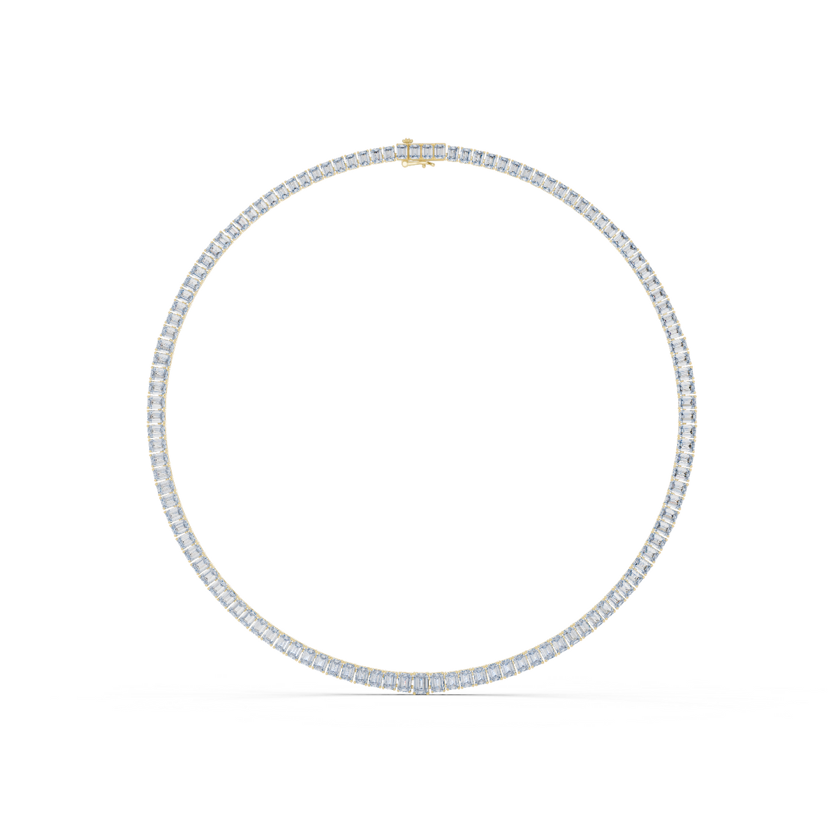 14K Solid Gold Lab Diamond Tennis Necklace, Yellow Gold
