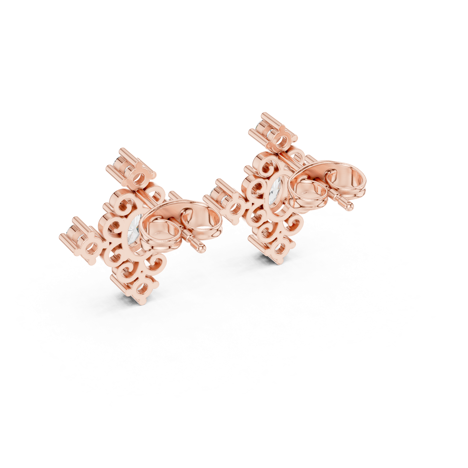 Gold Earrings AGDER-350, Rose Gold, view 3