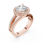 Gold Ring DDLR-350, Round center stone, Rose Gold, view 2