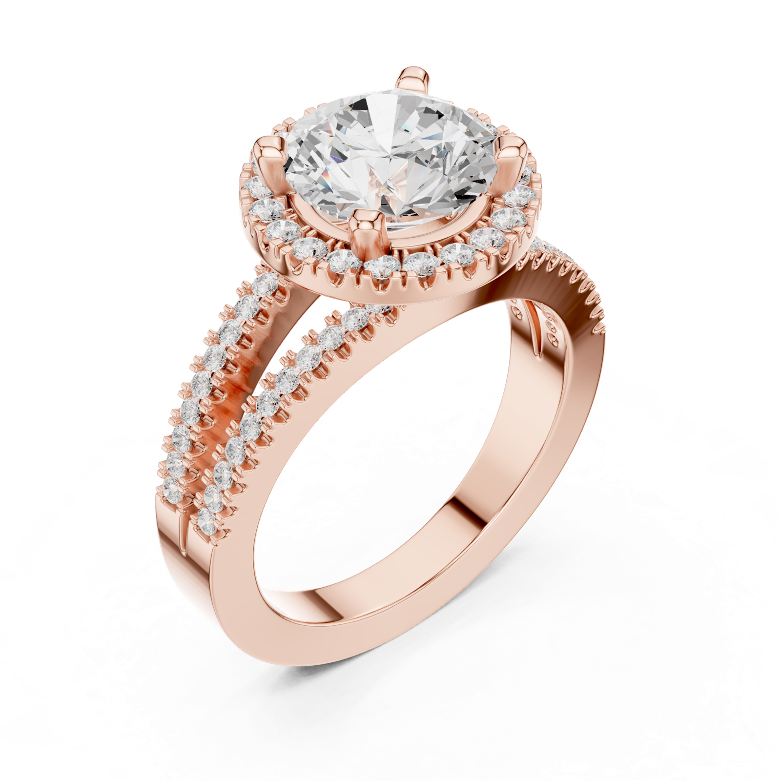 Gold Ring DDLR-350, Round center stone, Rose Gold, view 2