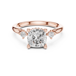 Gold Ring DDLR-164, Cushion center stone, Rose Gold, view 4