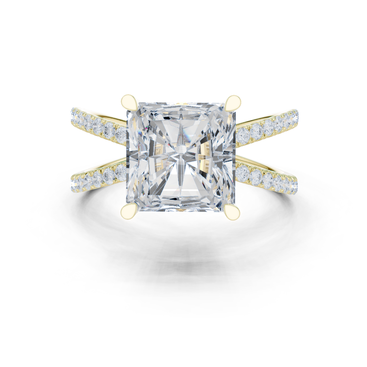 Gold Jewelry L36-25, Radiant center stone, Yellow Gold