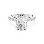 Gold Ring DDLR-250, Oval center stone, White Gold, view 4