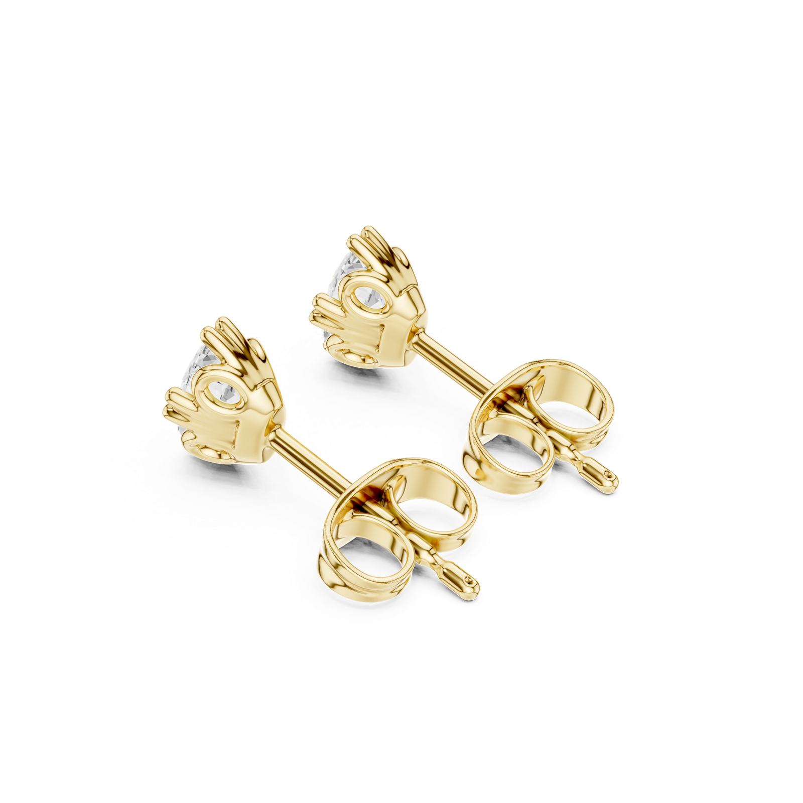 14K Solid Gold Lab Diamond Stud Earrings, Yellow Gold, view 2
