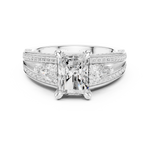 Gold Ring, Radiant center stone, White Gold, view 4