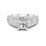 Gold Ring, Radiant center stone, White Gold, view 4