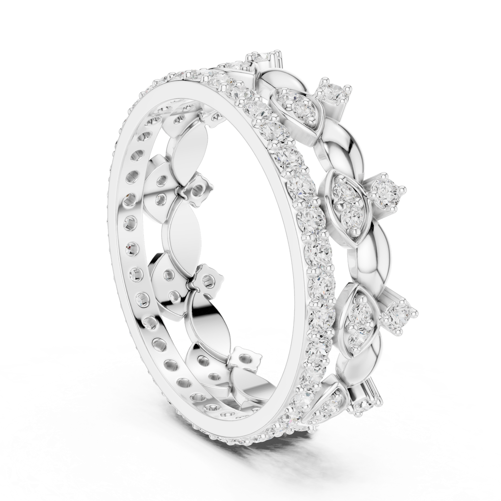 Gold Ring R31, White Gold, view 1