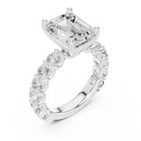 Gold Ring DDLR-087, Emerald center stone, White Gold, view 2