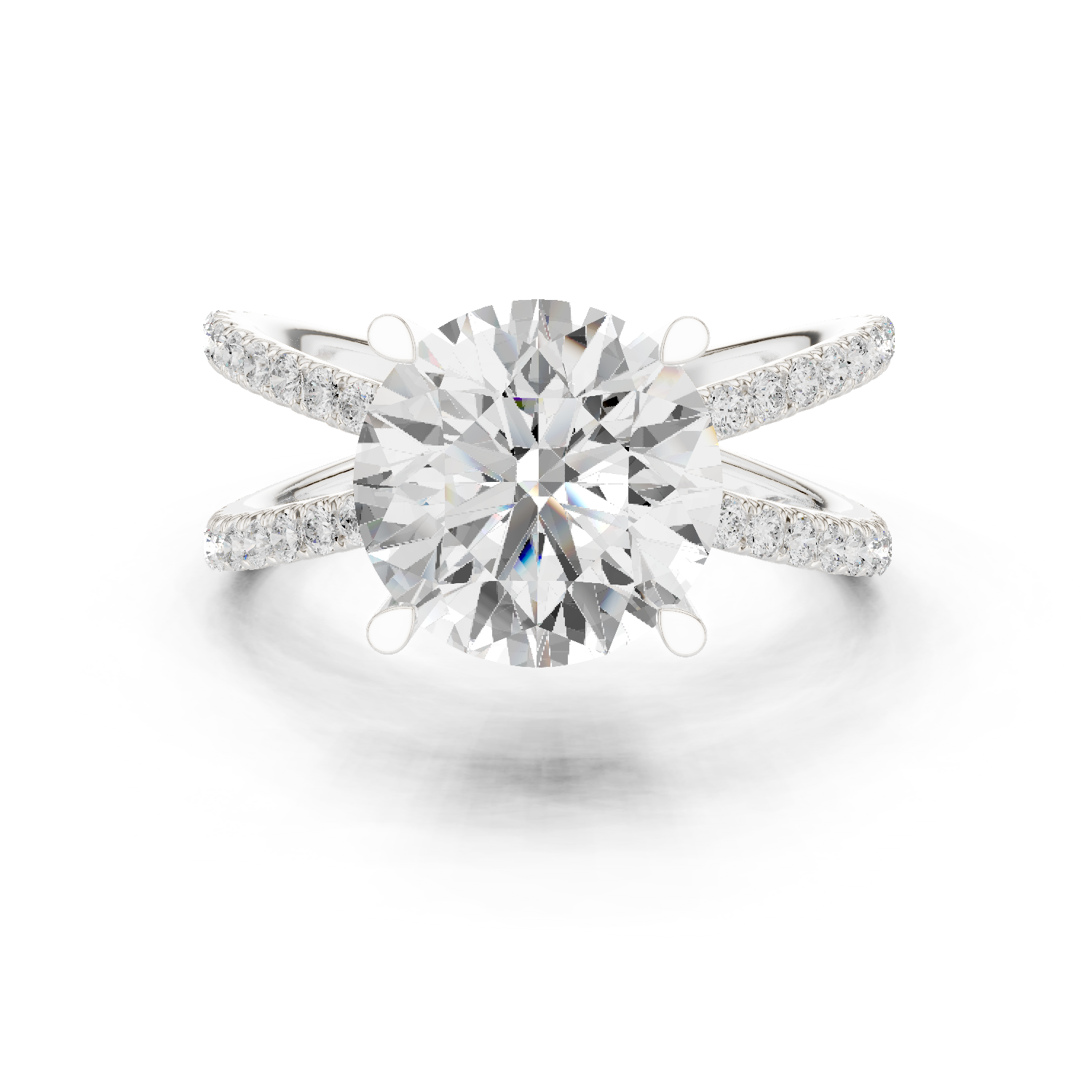 Gold Jewelry L36-25, Round center stone, White Gold