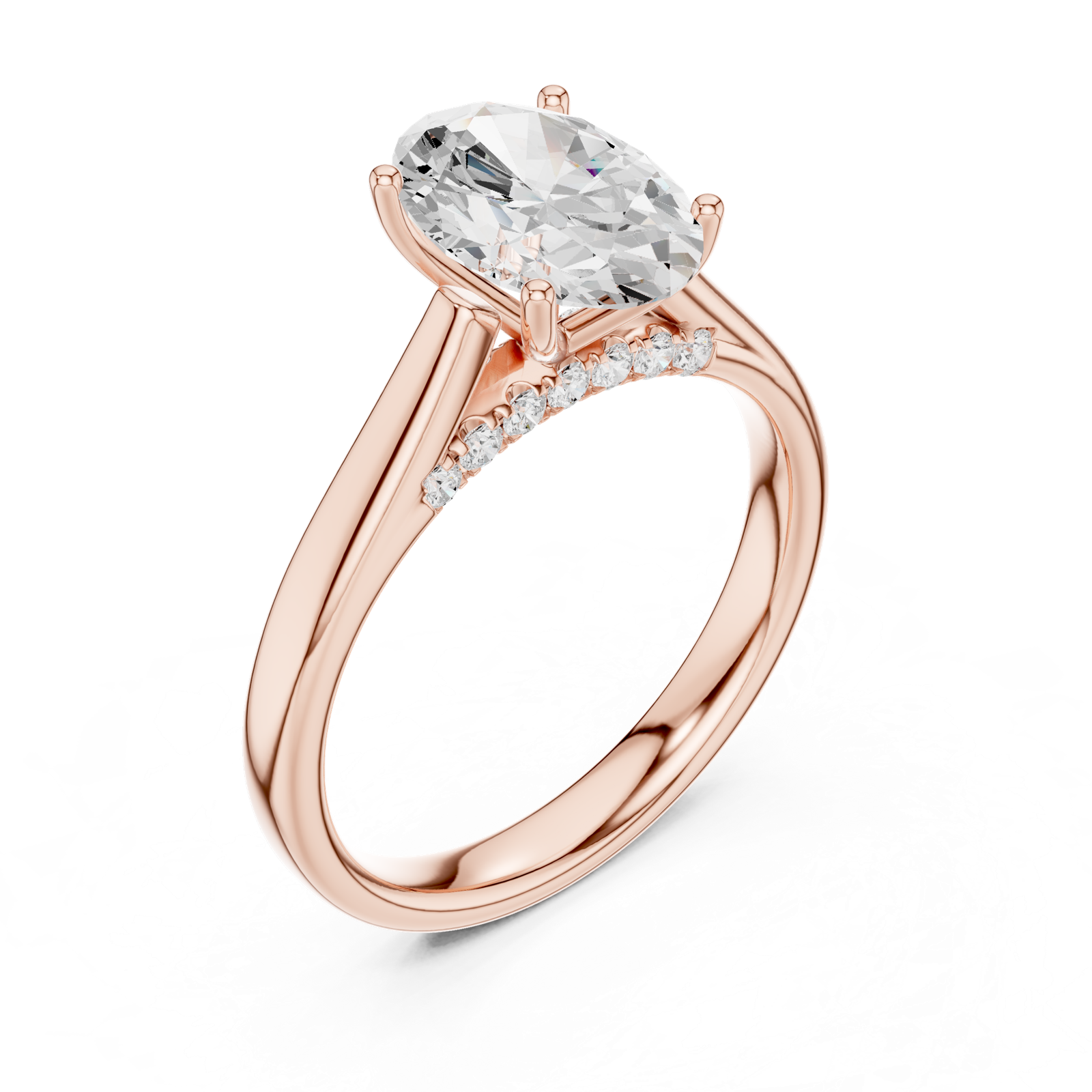 Gold Jewelry L36-18, Oval center stone, Rose Gold, view 2