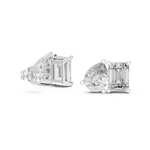 14K Solid Gold Lab Diamond Cluster Earrings, White Gold, view 1