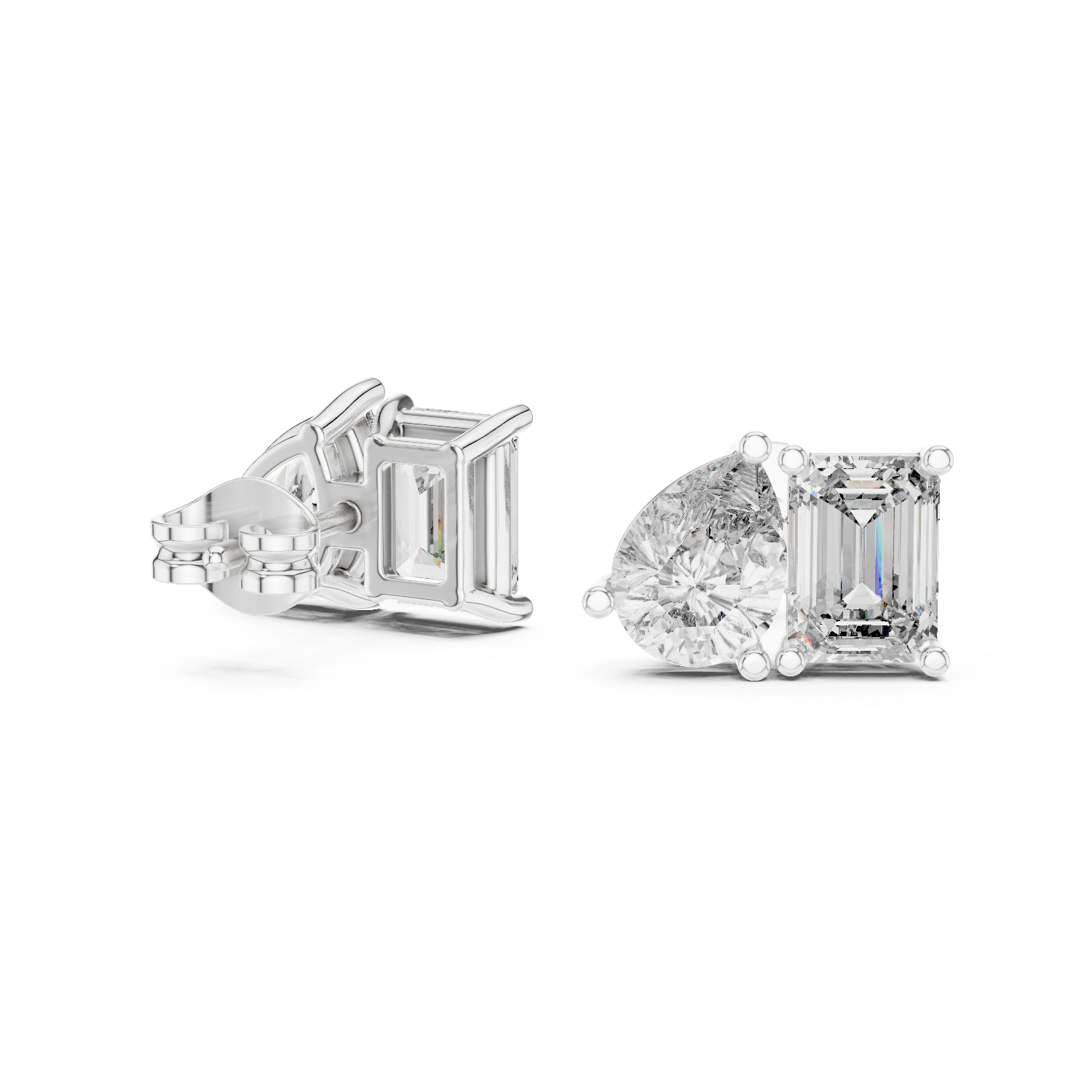 14K Solid Gold Lab Diamond Cluster Earrings, White Gold, view 1
