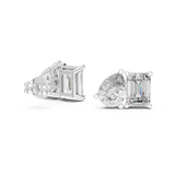 14K Solid Gold Lab Diamond Cluster Earrings, White Gold, view 1
